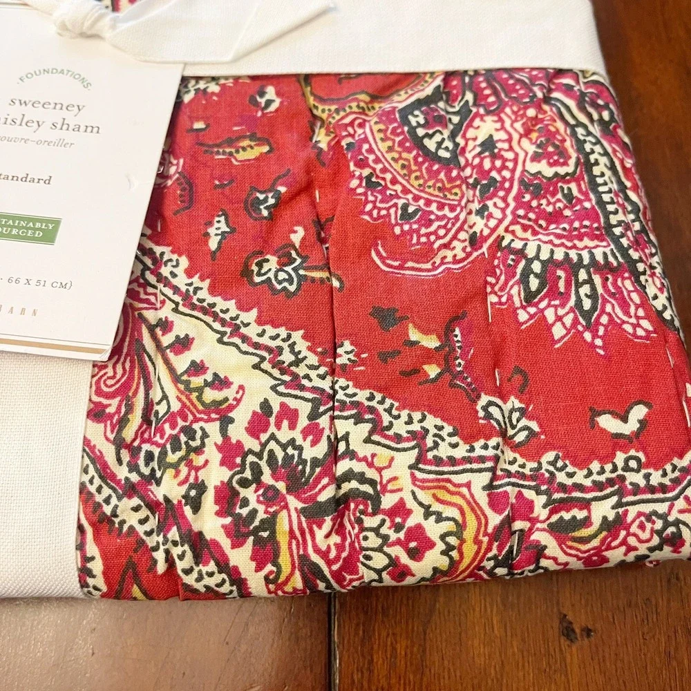 Pottery Barn Sweeney Paisley‎ quilted standard sham multi New pillow red